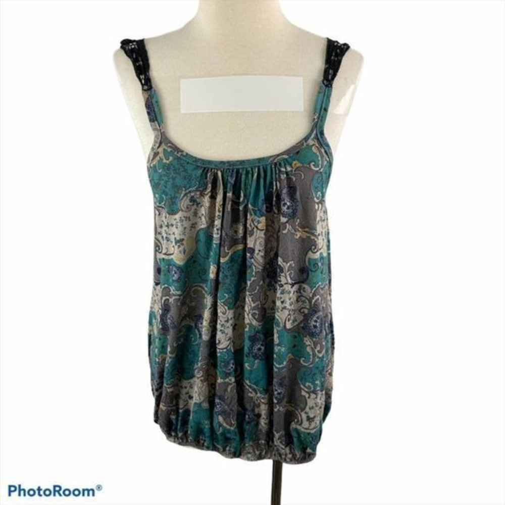 BUTTON‎ Muilt-Colour Tank Top with Crochet Detail